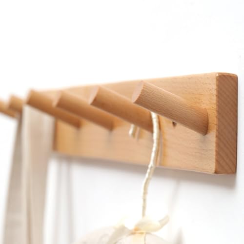 Perchero de madera con estructura simple y fácil instalación de 6 ganchos 4