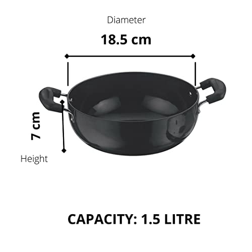 Image of India Gold Hard Anodized Aluminium Kadhai Induction and Gas Stove Friendly, 1.5 Litre, 18cm
