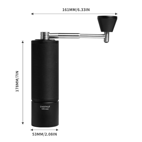 TIMEMORE Manual Coffee Grinder Chestnut C3S Max Capacity 30g with CNC Stainless Steel Conical Burr, Internal Adjustable Setting, Double Bearing Positioning for Home/Travel/Camping - Black by TIMEMORE - Used condition - Image 9