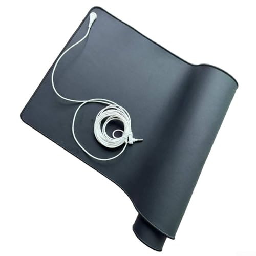 Alfombrilla de conexión a tierra con cable de 4,5 m para puesta a tierra, almohadilla de piel de carbono conductiva para un mejor sueño y yoga, base antideslizante, color negro (30 x 100)