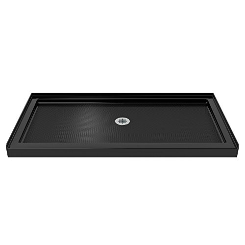 Image of DreamLine SlimLine 36 in. D x 54 in. W x 2 3 /4 in. H Center Drain Single Threshold Shower Base in Black, DLT-1136540-88