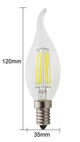 Jcking (Pack Of 8 Ac 110V-130V 6W E14 Dimmable Led Filament Bulbs Candle Tip Led Light Bulb, Led Vintage Antique Chandelier Light Cool White 6500K #TOP3