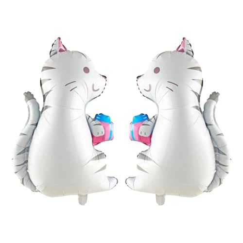 Koboko Katzen Deko Ballons Geburtstag, 2 Stück Katze Deko Folienballon Geburtstag, Katze Luftballons Geburtstage Mädchen, Geschenk Katzen Geburtstage Deko Helium Ballon Tiere für Kindergeburtstag Deko