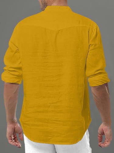 Image of FINIVO FASHION Men's Solid Cotton Blend Regular Fit Straight Kurta with Roll of Sleeve and Classic Collar, Pack of 1