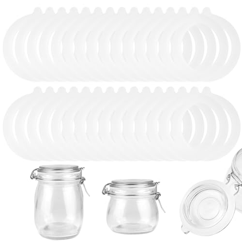 30 Stück Gummiringe Für Weckgläser, Wiederverwendbar Silikon Einweckgummi Glasdichtungen Ersatz, Weck Gummiringe Für Einmachgläser Deckel Weckgläser (Weiß, 68x92mm).
