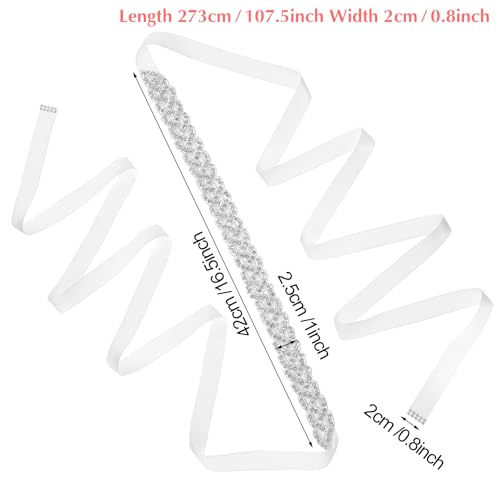 Handcrafted Bridal Belt, Rhinestone Belt for Women, Sparkly Wedding Dress Belts, Glitter Bridal Belts for Formal Dress & Jeans, Glitter Ribbon Sash(Beige)2