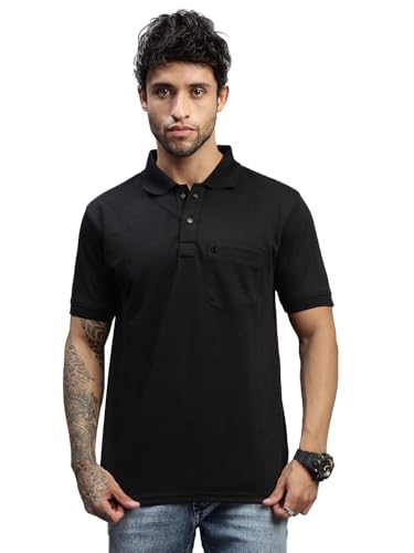 Image of Lux Nitro Men's Polo T-Shirt with Pocket | Cotton Rich Brasso Jacquard | Modern Relaxed Fit | Casual & Smart Wear