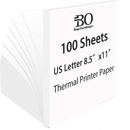 100 Sheets Thermal Printer Paper, 8.5''×11'' US Letter Size, Advanced Printing Paper, Thermal Paper Compatible with Brother Letter Portable Printer, Printer Paper for M08F-Letter, M832, M834, MT800