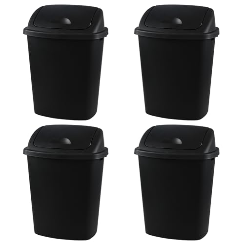 Paquete de 4 canecas de basura negras de 10 gal en plástico