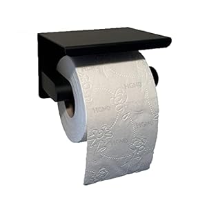 HGMD WC Rolhouder met Plankje – Zwart – Zelfklevend/Boren/Zonder Boren – Toiletrolhouder zwart – Toiletrolhouder zonder boren