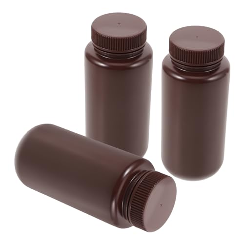 FUNOMOCYA 3pcs Chemical Reagent Bottles Pp Small Bottles Bottle with Cap Chemical Liquid Bottle Brown