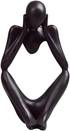 Ozzptuu Black Resin Thinker Style Abstract Sculpture Statue Collectible Figurines Home Office Bookshelf Desktop Decor (Focus)