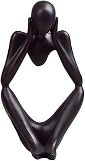Ozzptuu Black Resin Thinker Style Abstract Sculpture Statue Collectible Figurines Home Office Bookshelf