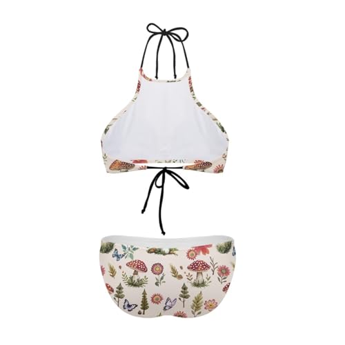 Womens Bathing Suit Two Piece Swimsuit High Neck Halter Back Tie Casual Beach Bikini Set4