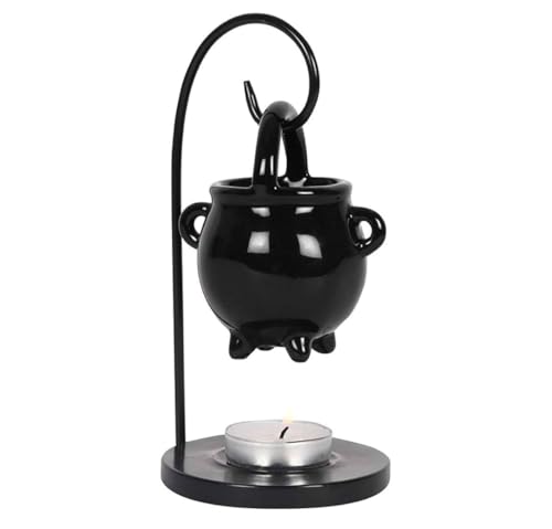 Js Witchy Ceramic Hanging Cauldron Oil Burner Tea Light Wax Warmer Aroma Diffuser Black Home Decor Goth Wax Warmer