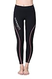 DIVE & SAIL Women's Wetsuit Pants 1.5mm Neoprene Diving Snorkeling Scuba Surf Canoe Pants, Red Trim, Large