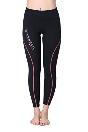 DIVE & SAIL Women's Wetsuit Pants 1.5mm Neoprene Diving Snorkeling Scuba Surf Canoe Pants, Red Trim, Large