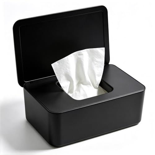 XxinXrong Wet Wipes Dispenser Wet Wipes Dispenser Bracket Wet Wipes Container Box Refillable Wet Wipes Storage Box for Home Office Kitchen Bathroom to Keep Wipes Fresh and CleanBlack