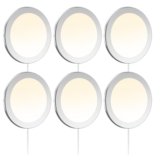 Image of VST Under Cabinet Mini Panel Lighting 3.94inch 12V 2.5W(Total 15W) with Wireless Dimmer Switch, Surface Mount Puck Light for Kitchen Van Truck Car Galley Downlight 6Pack(Round 2700K-6500K)
