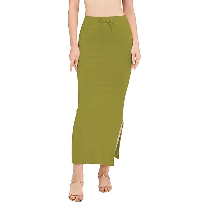 Image of DESI GIRL Cotton Lycra Stretchable Saree Shapewear Petticoat with Drawstring for Women | Fishcut Saree Petticoat with Side Slit for Easy Movement | Saree Shaper | Long inskirt
