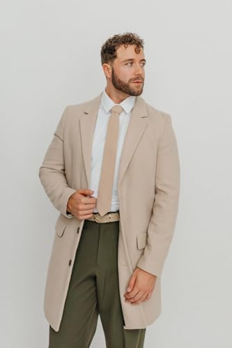 Image of DAZI Men's Skinny Tie, Cotton Wool Linen Necktie, Great for Weddings, Groom, Groomsmen, Missions, Dances, Gifts.