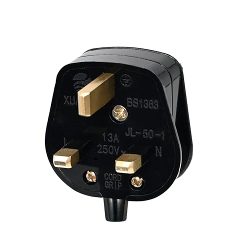 Double Dragon 13 Amp UK 3-Pin Plug | Heavy-Duty Rewireable Electrical Plug | Durable & Safe PC Flame Retardant Material | BS1363 & BSI Certified | Cord Grip for Secure Wiring (Black)