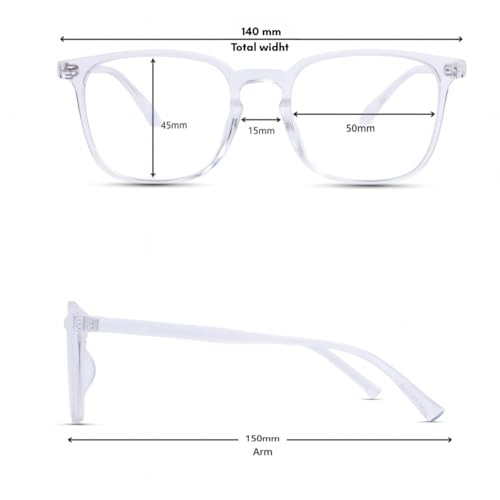 Image of UV Protection Glasses Blue Cut Blocking Harmful Rays Glasses for Men & Women Zero Power Computer Specs Eye Protection Lightweight Frame with Case & Cleaning Cloth