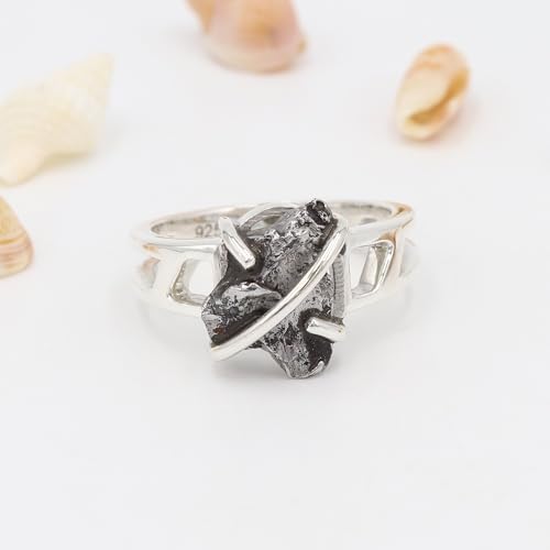 Bague en Météorite et Argent 925 un bijou d'exception unique