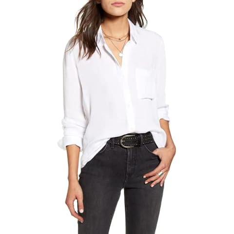 HOTOUCH Womens Long Sleeve Shirt Slim fit Casual Business Neck Ladies Blouse Button Down Shirt Casual Loose Fall Winter Tops White XL Cover