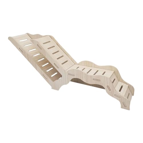 Leefasy Wooden Hamster Hideout Cave with Ladder Sturdy Irregular Shape for Small Pets Rodents Multipurpose 32x7x13cm Climbing Ramp