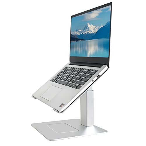 Adjustable Laptop Stand for Desk, Computer Stand for Laptop, Laptop Riser - Apple Macbook Stand, Dell, HP, Macbook Pro Air - Grip Pads - Fits all 10-17inch Laptops - Silver