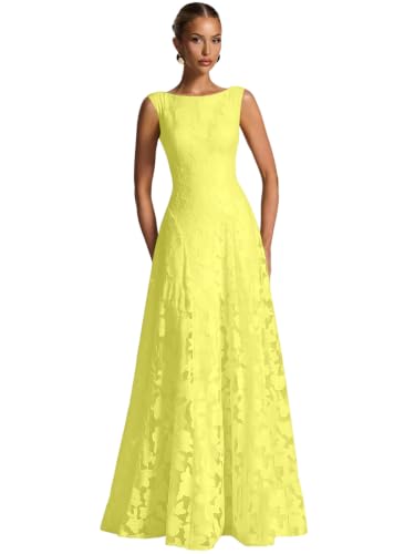 Yellow Ball Gown Prom Dresses Long Floral Evening Dress
