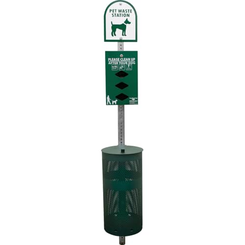 Image of Tatco TCO28000 Dog Waste Station Trash Can, Rust Resistant, Powder Coated Aluminum, Green