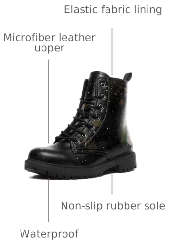 Image of Fashion Ankle Boots For Men Women Floral Mushroom Star Trendy Lace Up Unisex Booties Combat Trendy Street Wear Boots