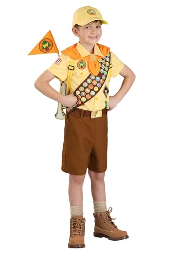 Kid's Deluxe Disney UP Russell Halloween Costume | Boy's Wilderness Explorer Adventure Outfit | Disney Costumes for Dress-Up Medium