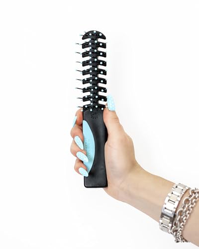 Cricket Static Free Volumizer Hair Brush - Styling and Detangling All Hair Types Long Short Thick Thin Curly Straight and Wavy Happy Hair (Sky Blue)