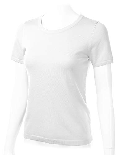 FLORIA Women's Soft Basic Crew Neck Pullover Short Sleeve Knit Sweater (S-XL)2