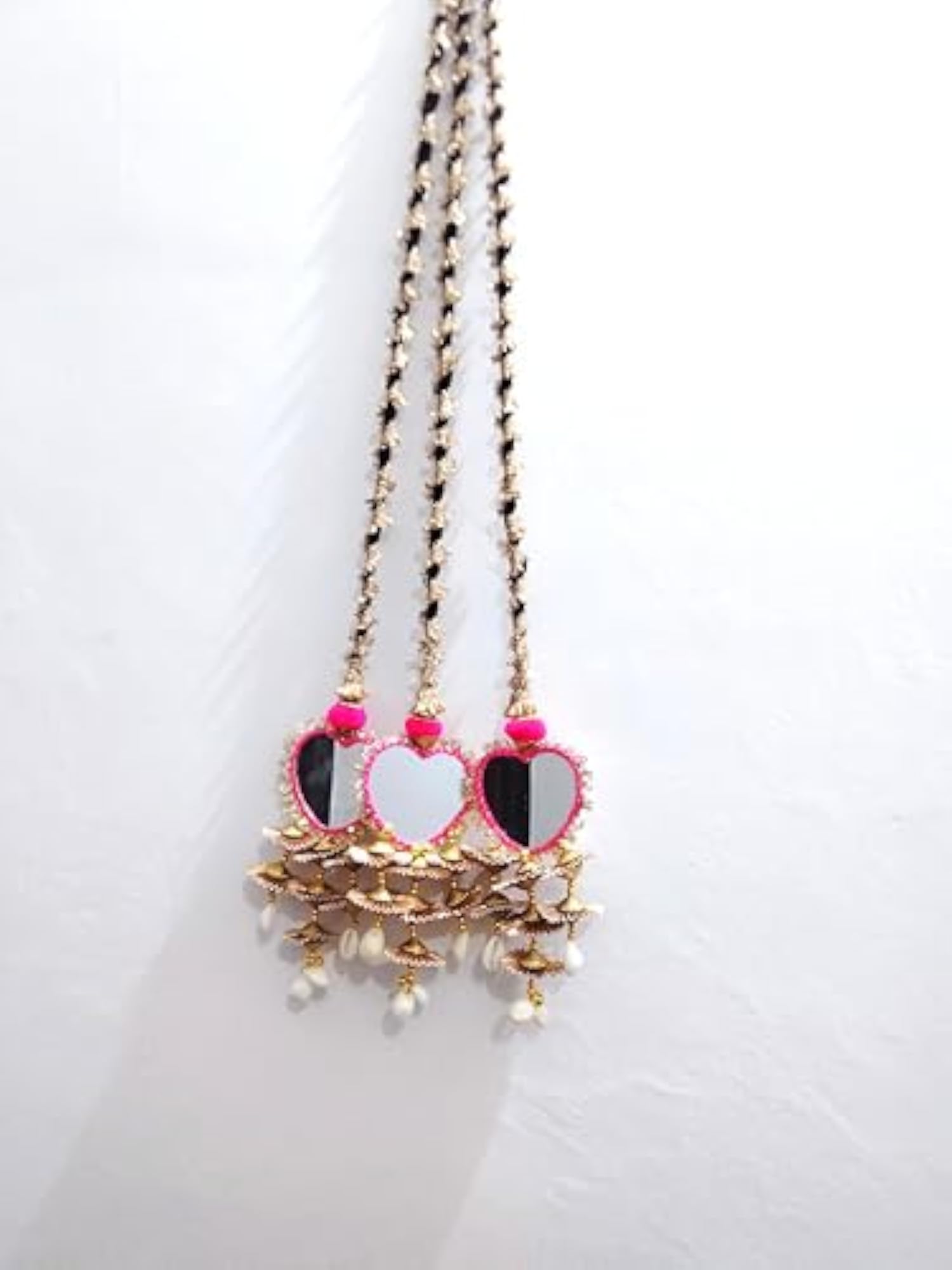 Luxury Heart Mirror & Pearl Bridal Paranda with Designer Accessories