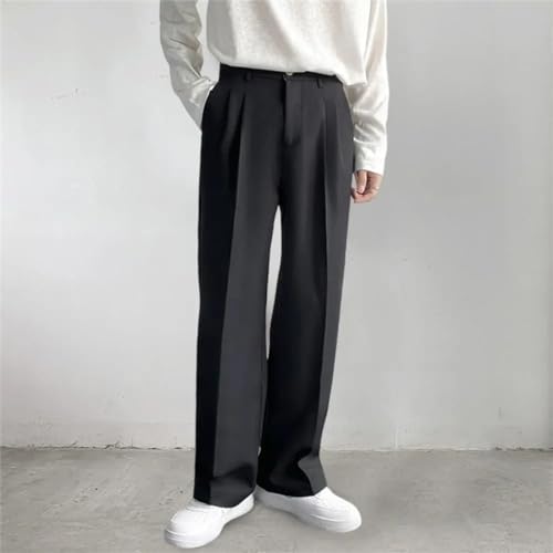 Men Business Pants Loose Workwear Solid Spring Autumn Mid-Waist Straight Wide Leg Casual Trousers3