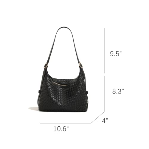 Image of Woven Leather Tote Bag For Women Crossbody Shoulder Bag Large Hobo Handbags Vegan Female Bag Vegetable Basket
