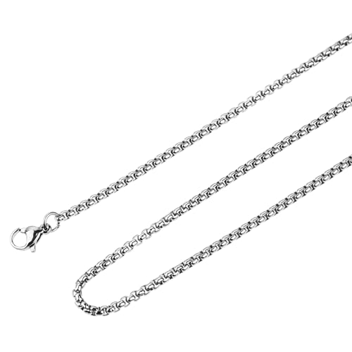 DIVINA VITAE Stainless Steel Necklace for Women Men Black Rolo Cable Necklace Chain 2mm 21.6in