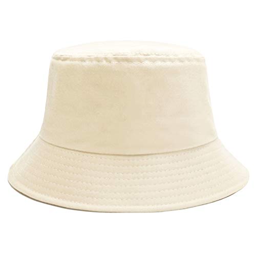 Image of Bucket Hat for Women Men, Reversible Cotton Summer Sun Beach Cap Solid Color Style