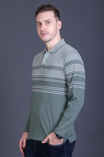 Image of Full Sleeve Polo T Shirt for Men Cotton with Pocket and Collar - Regular Fit Tshirt