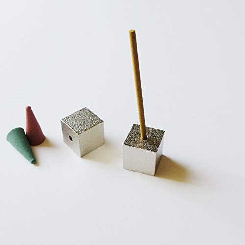 Silver Cube 1Pc - Modern Cube Brass Incense Holder Collection - Nippon Kodo Japanese Quality Incense Since 1575 #TOP2