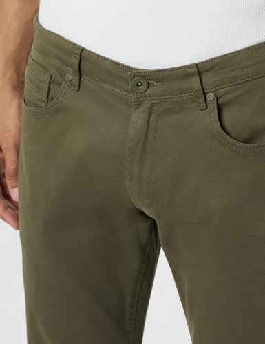 Image of Spykar Men Olive Green Cotton Slim Fit Ankle Length Mid Rise Trousers
