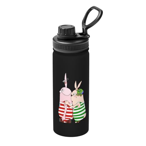 ウサビッチ 魔法瓶 水筒 スポーツウォーターカップ スポーツボトル 直飲み ステンレス マグ ボトル 大容量 ポータブル こぼれ防止 持ち手付き 真空断熱 持ち運びが簡単 保温保冷 アウトドア 登山 自転車 遠足 男女兼用 18oz