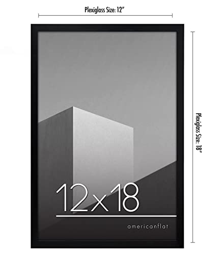 Americanflat 12x18 Poster Frame with Polished Plexiglass - Streamline Collection - Thin Border Picture Frame for Wall Display - Hanging Hardware Included - Black