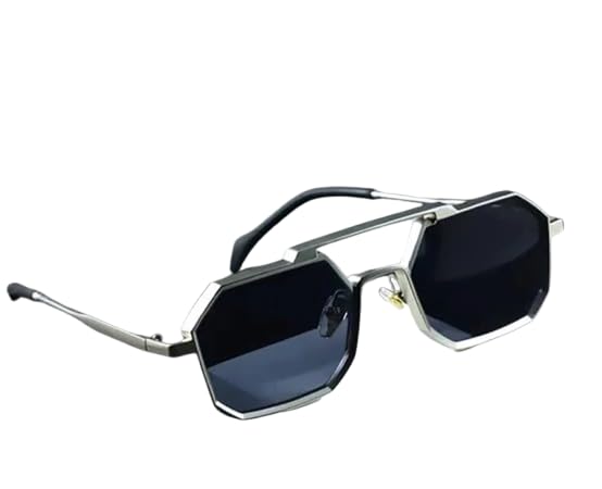 Stylish Men & Women Retro Square Over-sized Clubmaster Sunglasses | UV protection & Lightweight | Metal Full-frame Sunglasses (Silver)-image-1