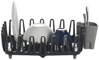 Dish Drainer with Adjustable Feet - Light Grey/Dark Grey - Holds 11 Plates