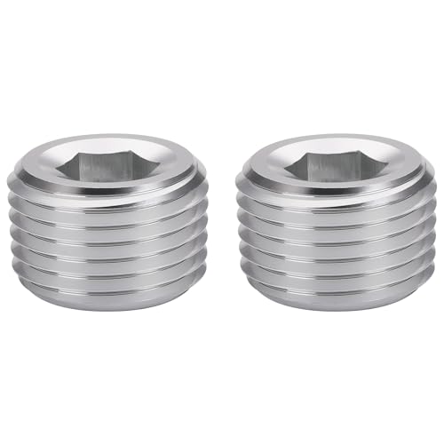 Podavelle 1/2 NPT Male Thread Allen Head Socket Pipe Plug Fitting Aluminum Silver, Pack of 2 by Podavelle - Used condition - Image 2